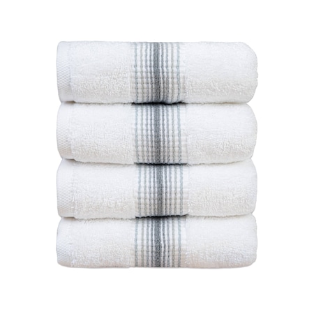 Arkwright Home Aston & Arden Turkish Striped Hand Towel 18x32 Slate (4pk) HT-STT-1832-5.4-SLT